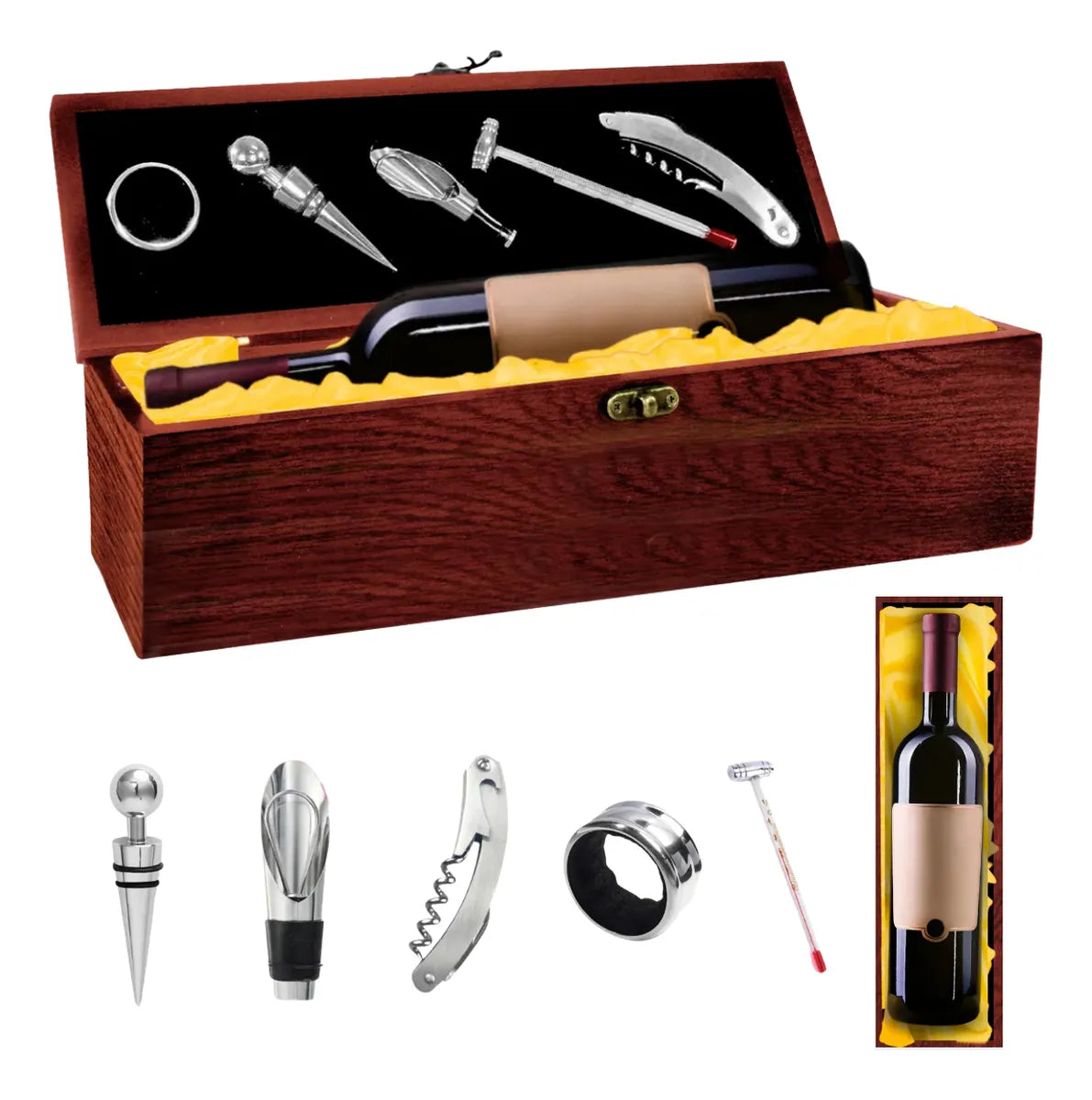 Kit de Vinhos 6 Peças Acessórios Com Estojo Garrafa