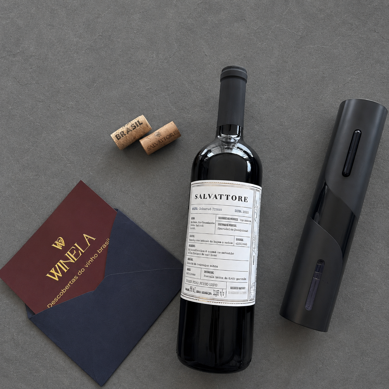 Kit Premium - Vinho Tinto Salvattore + Abridor Elétrico