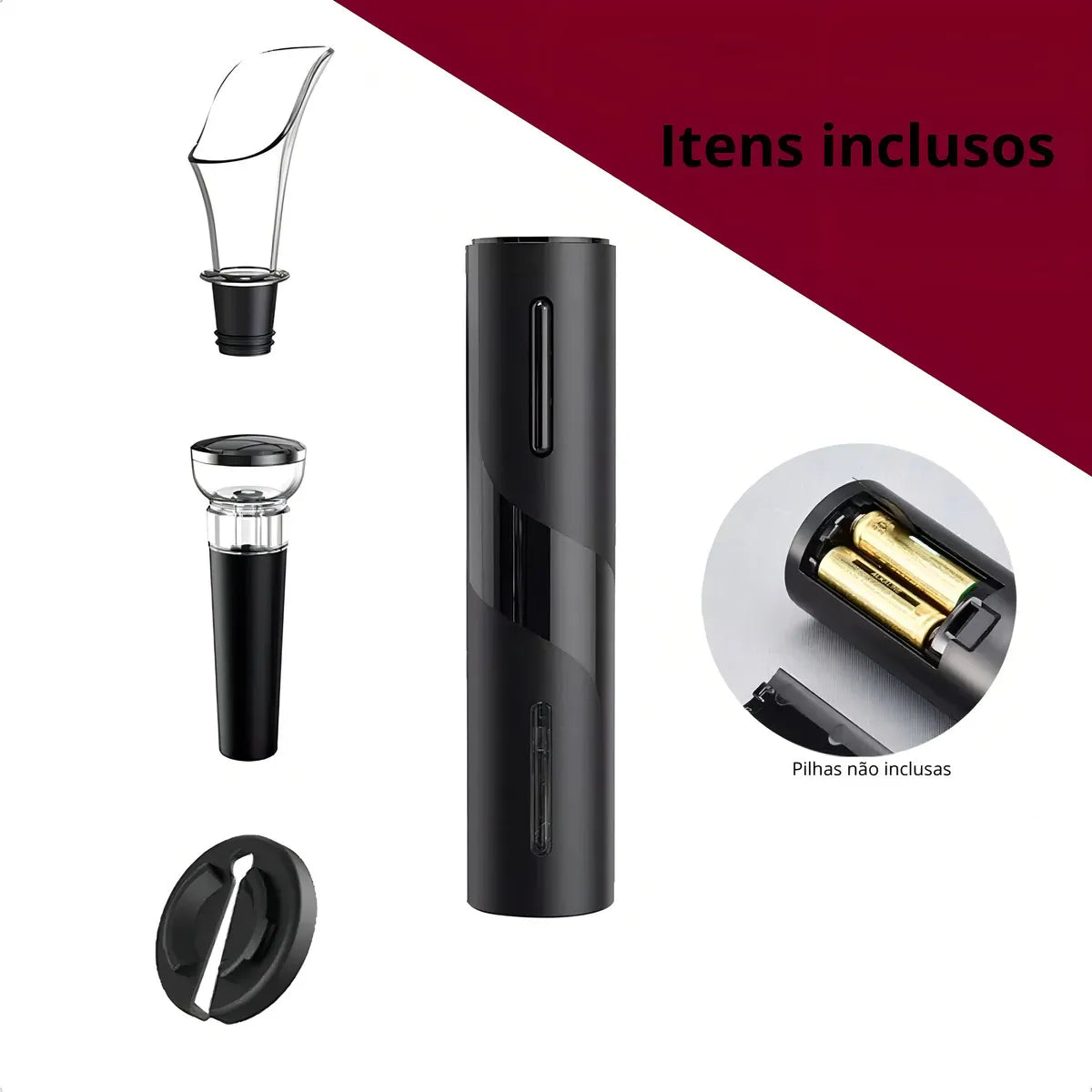 Kit Abridor de Vinho Elétrico de 4 Peças